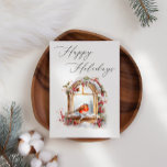 Carte Robin Bird Winter Window Business Christmas Card<br><div class="desc">Carte de Noël Robin d'hiver. Ajoutez votre propre message à l'arrière.</div>