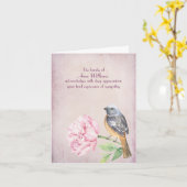 Carte Robin de la sympathie sur le Merci de Peony (Fleur jaune)