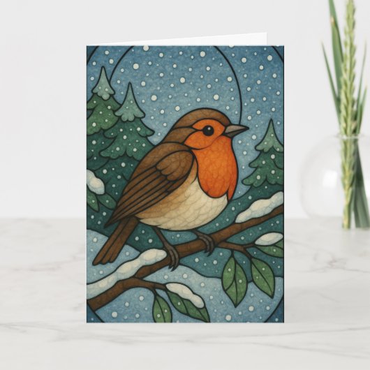 Carte Robin de Noël en verre (Devant)