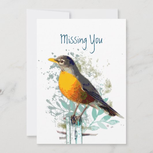 Carte Robin Garden Bird Wildlife Missing You Card (Devant)