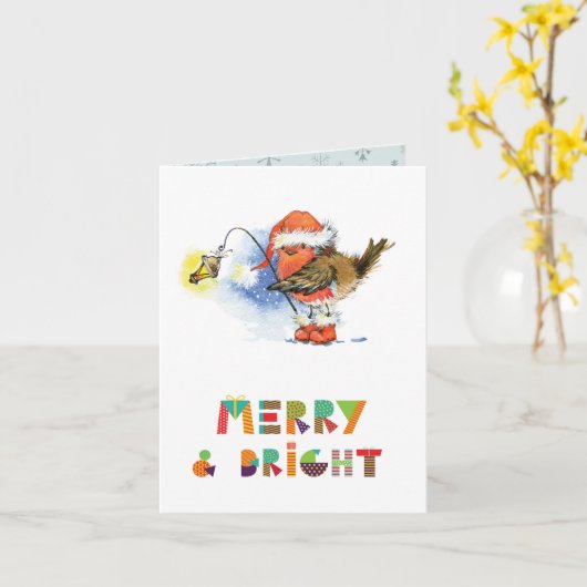 Carte Robin Joyeux Et Lumineux (Fleur jaune)