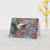 Carte Robin mangeant la baie (Fleur jaune)