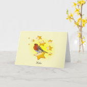 Carte Robin Red Breast Bird est une étoile (Fleur jaune)