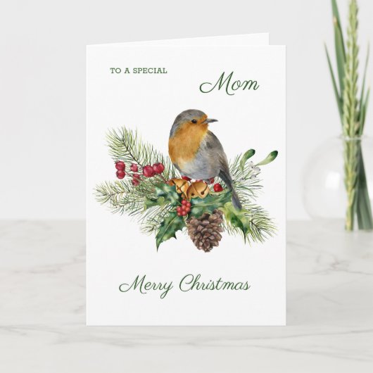 Carte Robin, saint, pin - Maman Noël (Devant)