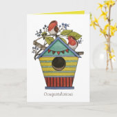 Carte Robins Aux Bleuvres Et Aux Oiseaux (Fleur jaune)