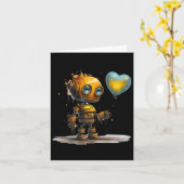 Carte Robot Amour de la Saint-Valentin Incroyable Drôle  (Fleur jaune)