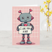 Carte Robot Amour Mignon Je T'aime Un Bot (Fleur jaune)