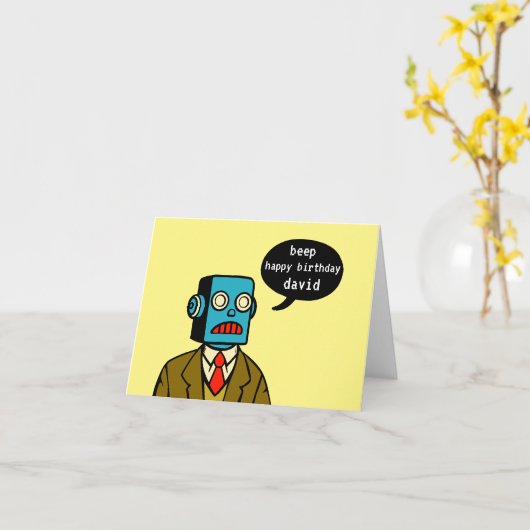 Carte Robot d'anniversaire (Fleur jaune)