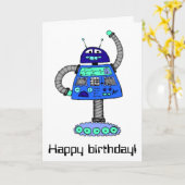 Carte Robot de Frankie : Bleu sur le blanc (Fleur jaune)