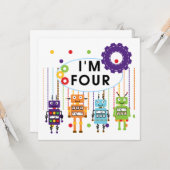 Carte Robot T-shirts et cadeaux d'anniversaire 4e (Devant/Arrière en situation)