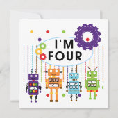 Carte Robot T-shirts et cadeaux d'anniversaire 4e (Devant)