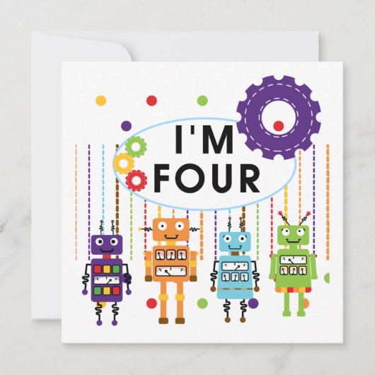 Carte Robot T-shirts et cadeaux d'anniversaire 4e (Devant)