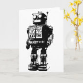 Carte Robot Vintage noir et blanc (Fleur jaune)
