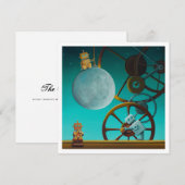 Carte Robots de lune de nuit - Mini impression (Devant / Derrière)