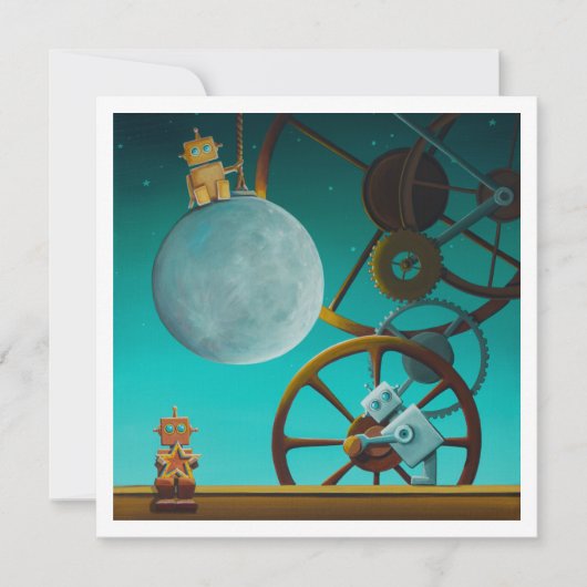 Carte Robots de lune de nuit - Mini impression (Devant)