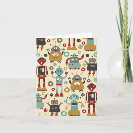 Carte Robots rétro amusants Motif illustré (Cream) (Devant)