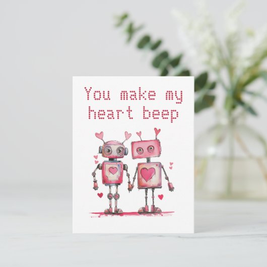 Carte Robots You Make My Heart Beep Valentine's (Debout devant)