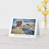 Carte Roche de plage - anniversaire heureux (Fleur jaune)