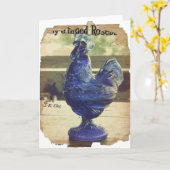 Carte Roche en verre bleu pâle 2 (Fleur jaune)