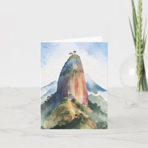 Carte Rocher de Guatape El Penon Colombie Aquarelle
