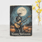 Carte Rock and Roll Skeleton Halloween Les amateurs de m (Fleur jaune)