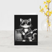 Carte Rock Chat Jouer Guitare (Fleur jaune)