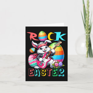 Carte Rock Costume de Pâques Bunny Jouer Guitare Guitari