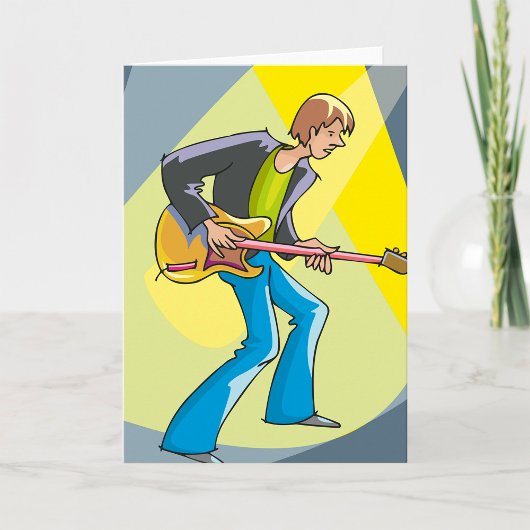Carte Rock Guitariste les années 70 style musicien