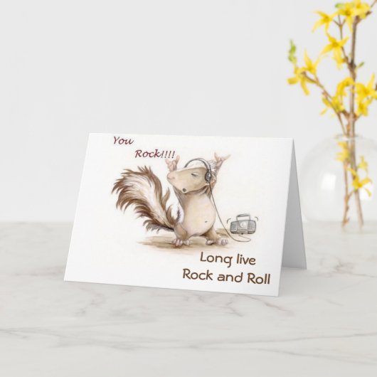 CARTE ROCK/ROLL LONGUE VIE ET NOTRE AMOUR-ANNIVERSAIRE A (Fleur jaune)