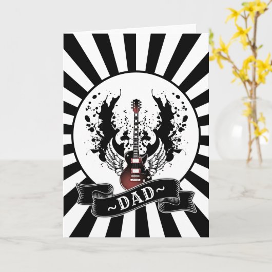 Carte Rock & Roll Papa Guitare Anniversaire Fête des pèr (Fleur jaune)