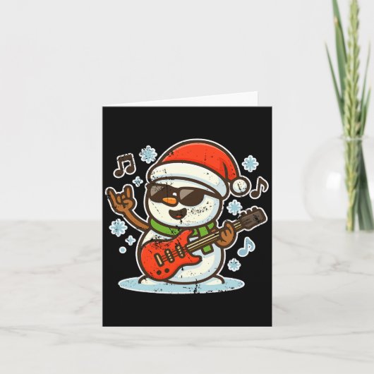 Carte Rock Snowman With Guitar Premium Tri-blend  (Devant)