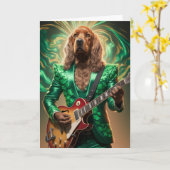 Carte Rock Star Setter Irlandais Drôle (Fleur jaune)