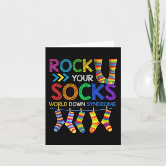Carte Rock Your Socks mignonne 3-21 Trisomy 21 World Dow (Devant)