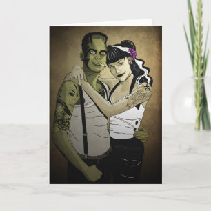 Carte Rockabilly Frank et jeune mariée