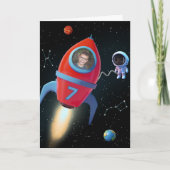 Carte Rocket Anniversaire avec photo | Astronaute Alien  (Devant)