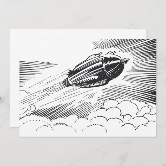 Carte Rocket de vaisseau spatial de science-fiction vint (Devant / Derrière)