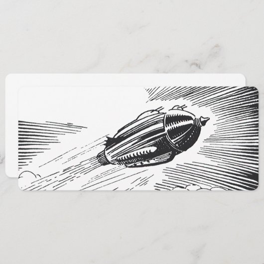 Carte Rocket de vaisseau spatial de science-fiction vint (Devant / Derrière)