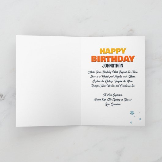 Carte Rocketship Space Adventure Anniversaire (Intérieur)