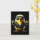 Carte Rockin' Chick Biker Pâques (Fleur jaune)