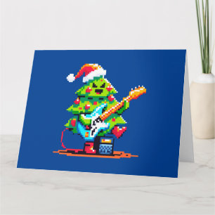 Carte Rockin’ Christmas Tree Fun Pixel Art Holiday Music
