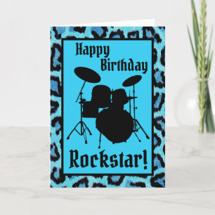 Carte Rockstar Birthday Card Drummer Musicien Drums Rock