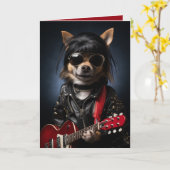 Carte Rockstar Chien Anniversaire, Drôle Chien, Thème Mu (Fleur jaune)