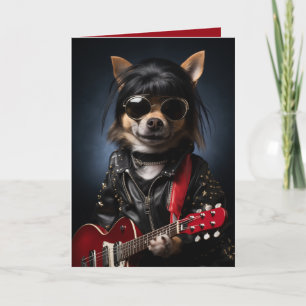 Carte Rockstar Chien Anniversaire, Drôle Chien, Thème Mu