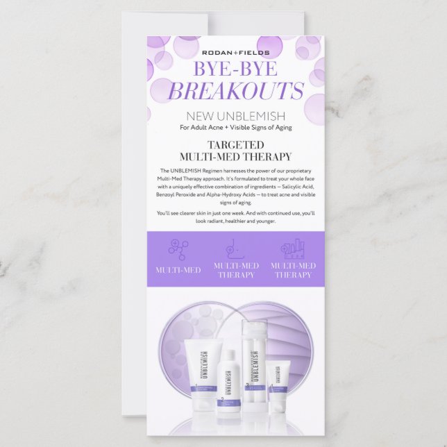 Carte Rodan et Fields Nouveau Flyer Unblemish (Devant)