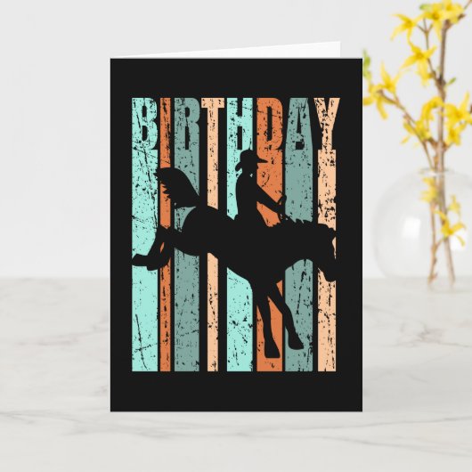 Carte Rodéo Anniversaire Hommes Femmes Enfants Cheval Lo (Fleur jaune)