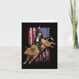 Carte Rodeo Bull Rider Trump Drapeau américain Cowboy Bu