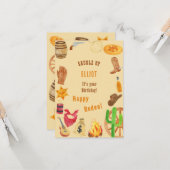 Carte Rodéo western cowboy anniversaire joyeux rodéo (Devant/Arrière en situation)