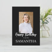 Carte ROE Black & White Simple Birthday Femme Salutation (Debout devant)