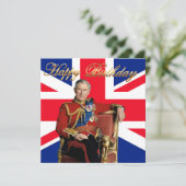 Carte Roi Charles III avec drapeau britannique Joyeux an (Debout devant)