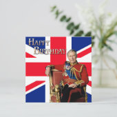 Carte Roi Charles III avec drapeau britannique Joyeux an (Debout devant)